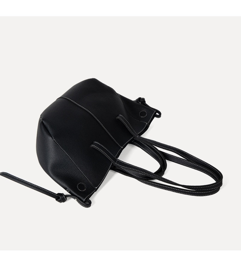 Black mini tote bag for women with compact design