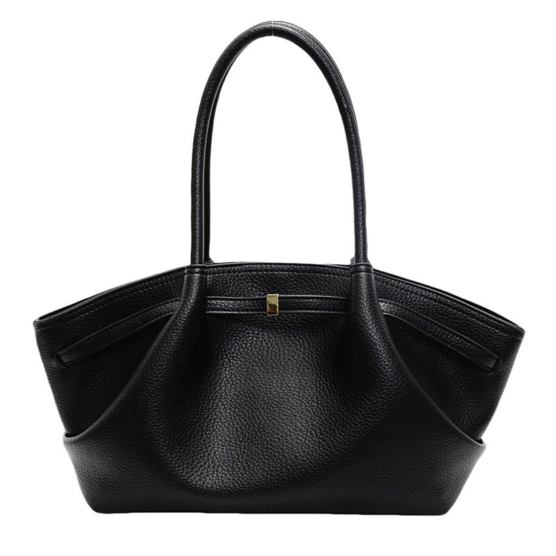 Black structured tote bag for women with modern silhouette