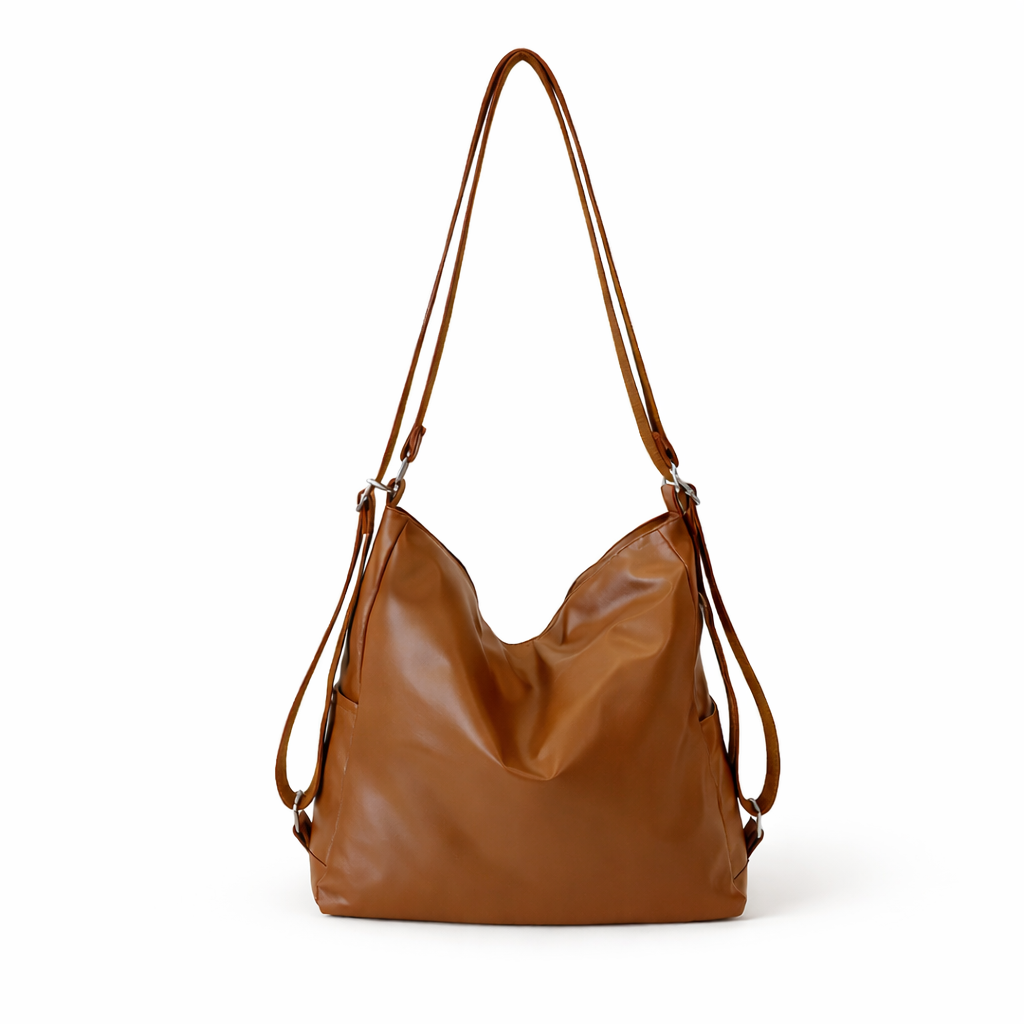 Brown soft shoulder bag for women with minimalist design