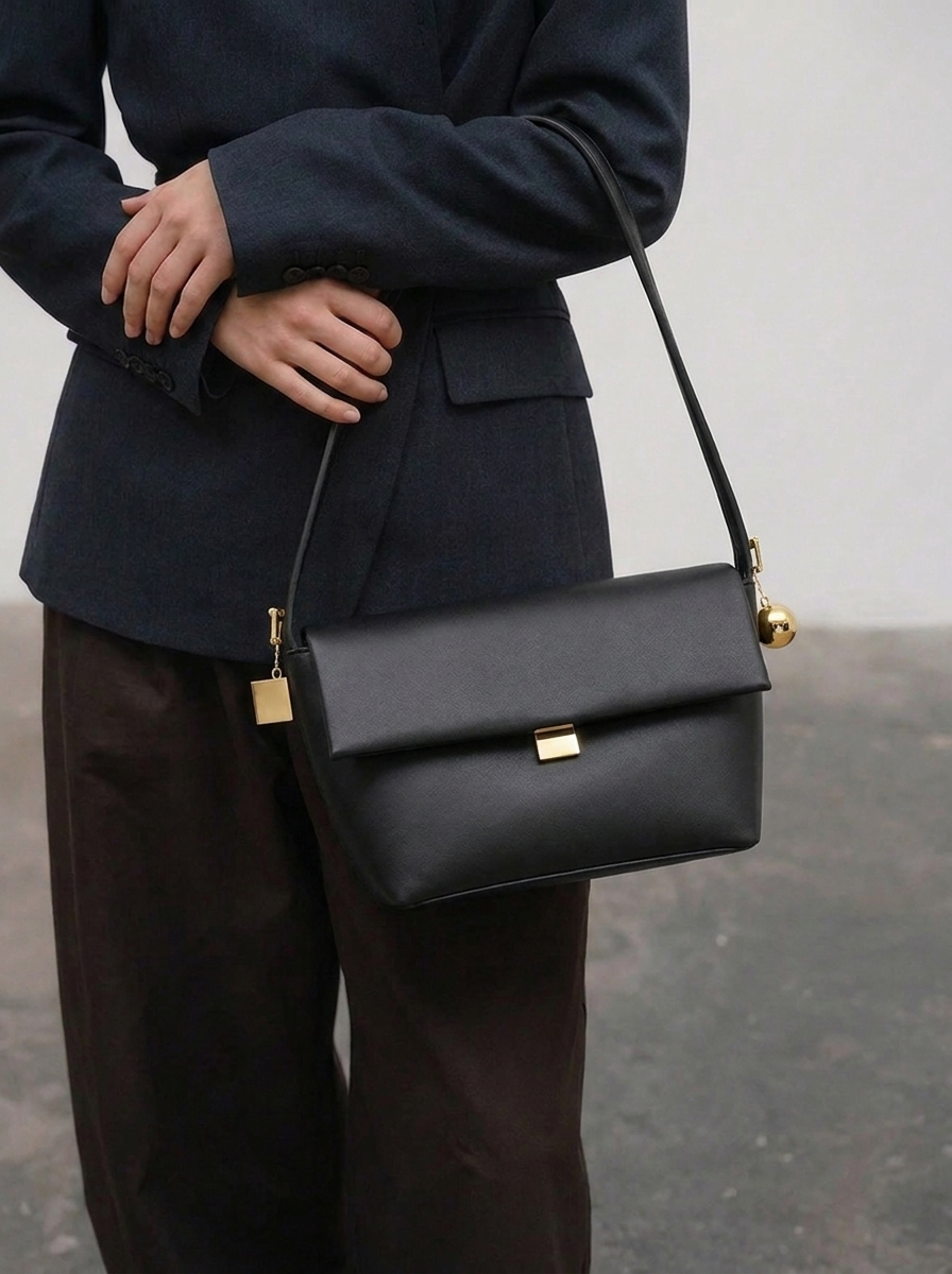 Luna Structured Flap Shoulder Bag