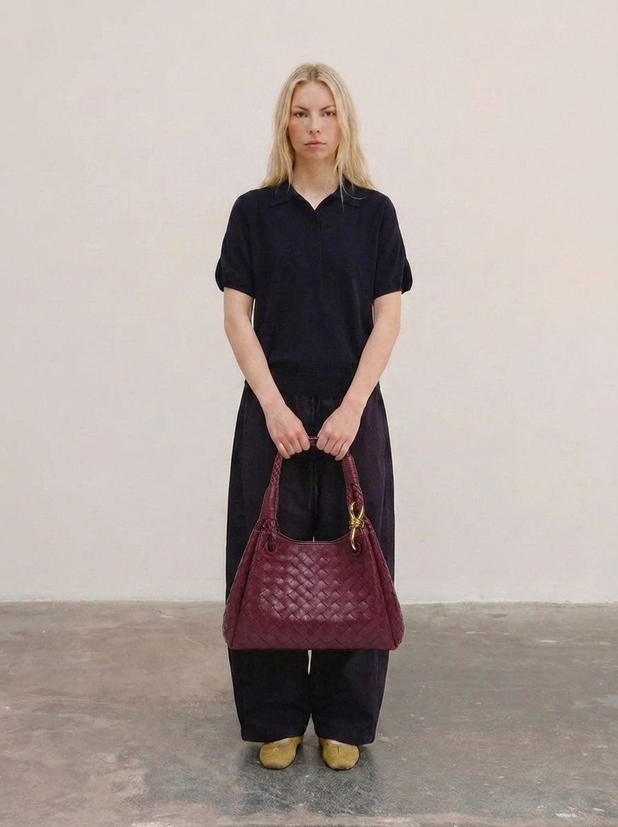 Large Mia Woven Shoulder Bag