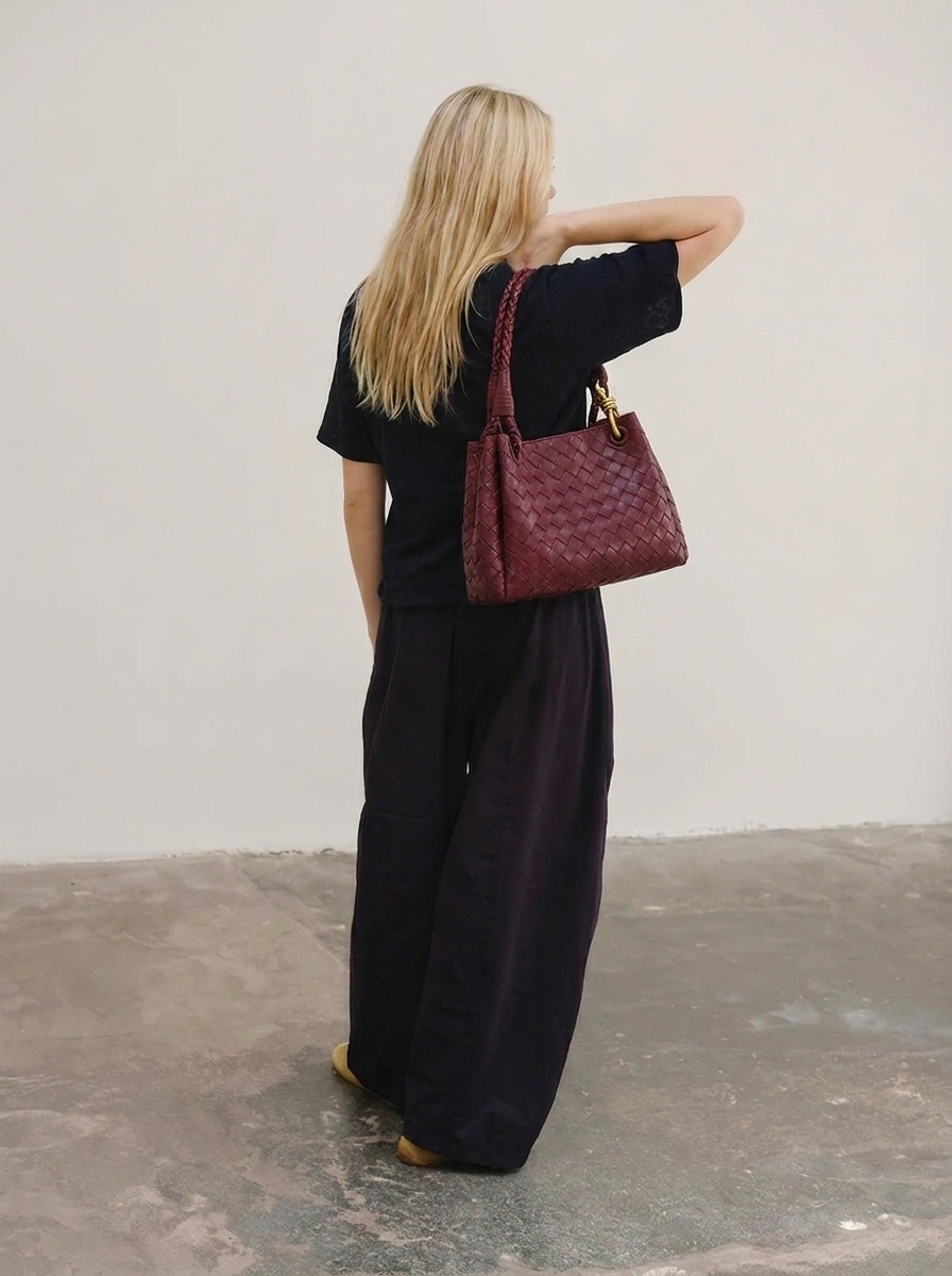 Large Mia Woven Shoulder Bag