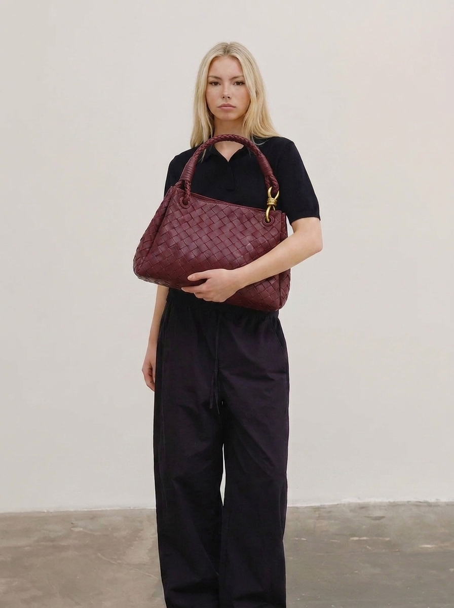 Large Mia Woven Shoulder Bag