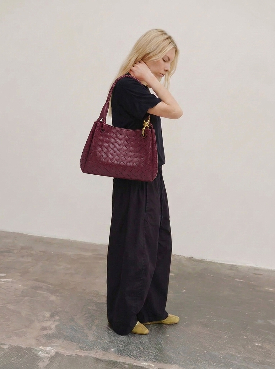 Large Mia Woven Shoulder Bag