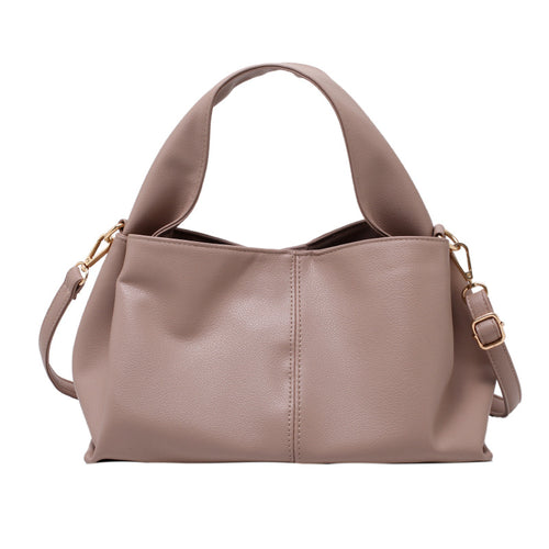 Medium Everyday Shoulder Bag in soft faux leather with a structured shape and dual handle design.