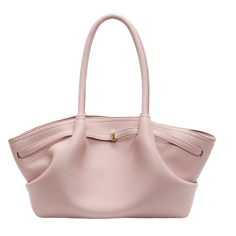 Pink structured tote bag for women with modern silhouette