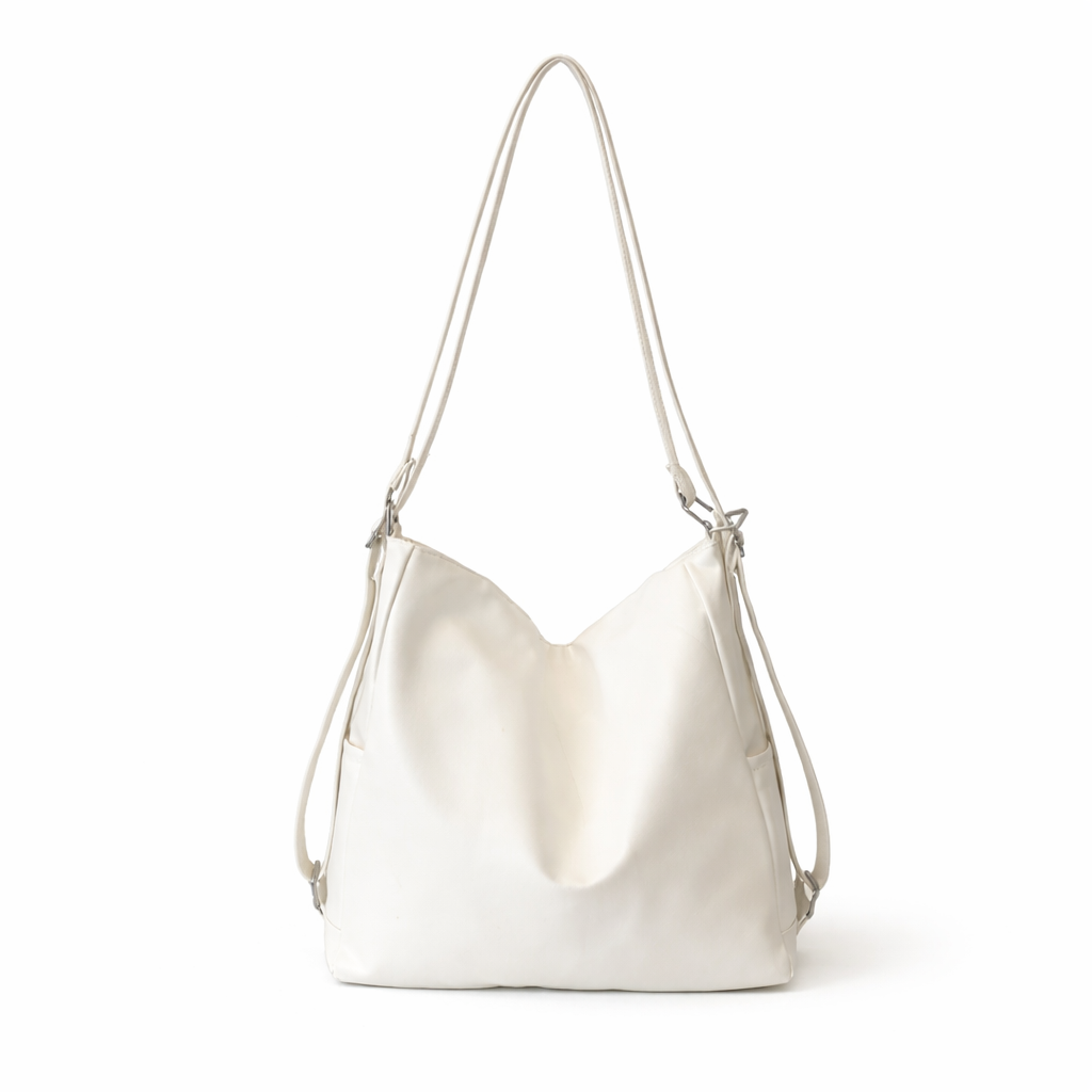 White soft shoulder bag for women with minimalist design